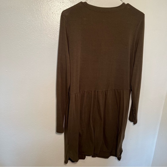 Zenana Shirred Waist Buttoned Cardigan Olive Green - Picture 8 of 12